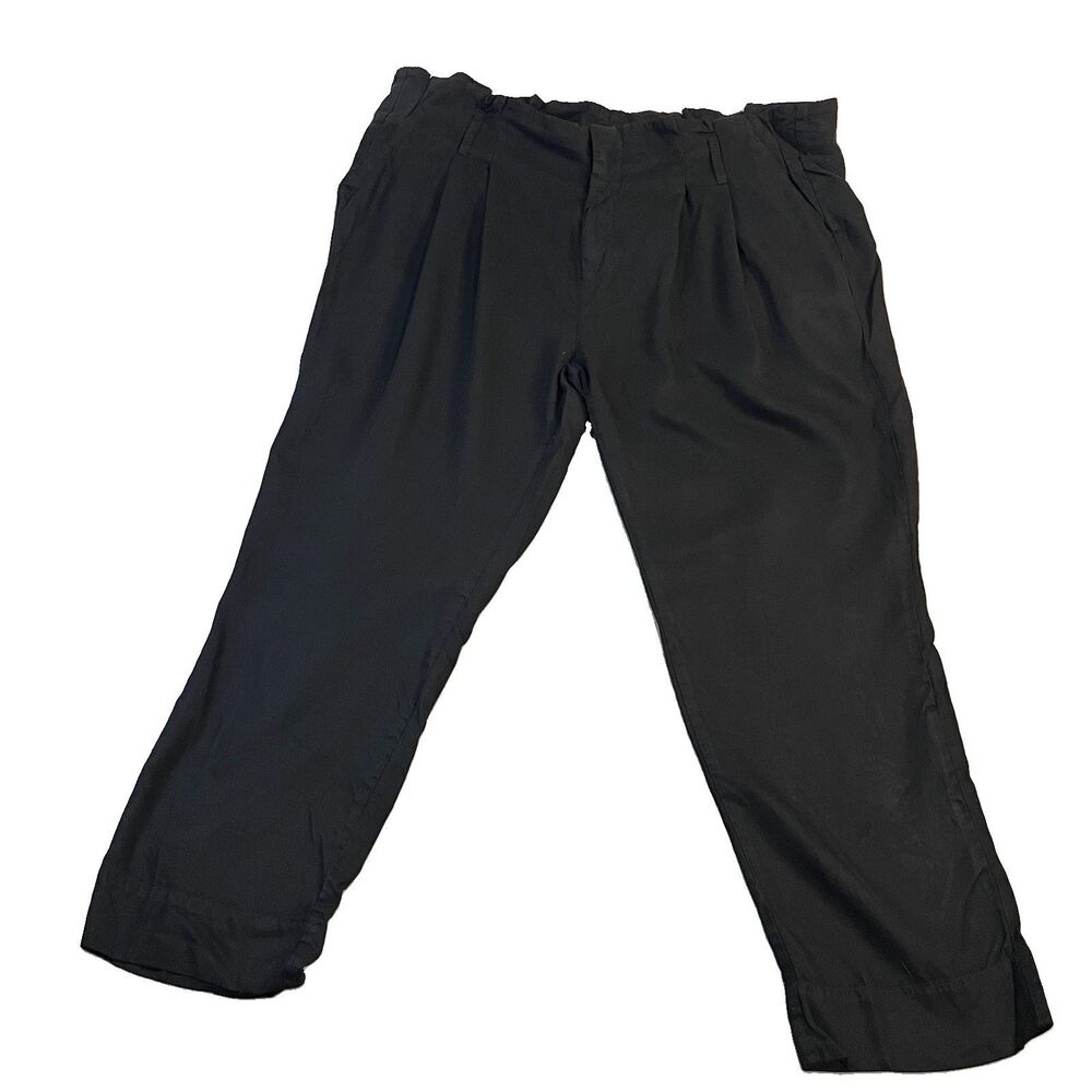 CP Jeans Paperbag Ankle Pants Womens Size XL Black 100% Tencel